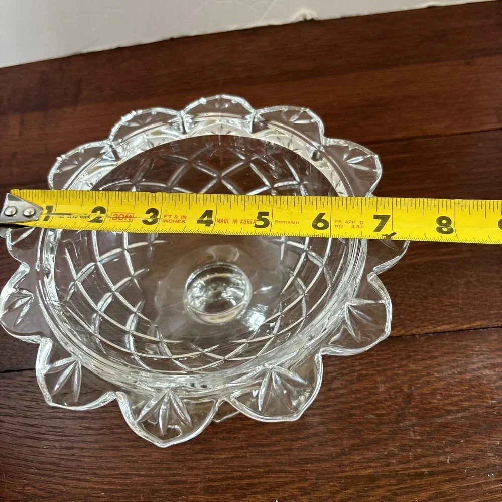 Vintage‎ Teleflora Cut Crystal Flower Compote Candy Dish Nut Bowl with Pedestal